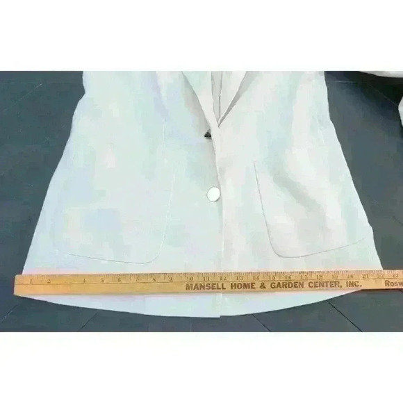 Zara Womens Oyster White Tailored Two Button Blazer Jacket XS Patch Pocket Gold - Picture 13 of 14